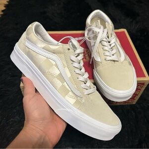 VANS old skool checkerboard satin suede lace up shoes sneakers women’s 7.5 new